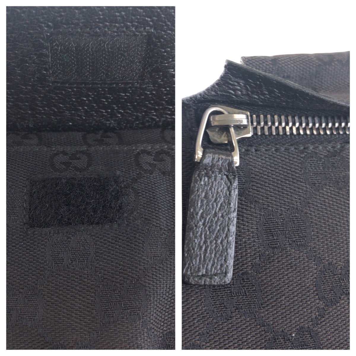 GUCCI Sling bag 28566 GG canvas, leather Black SilverMetal Sling bag, waist pouch, bum bag mens Used