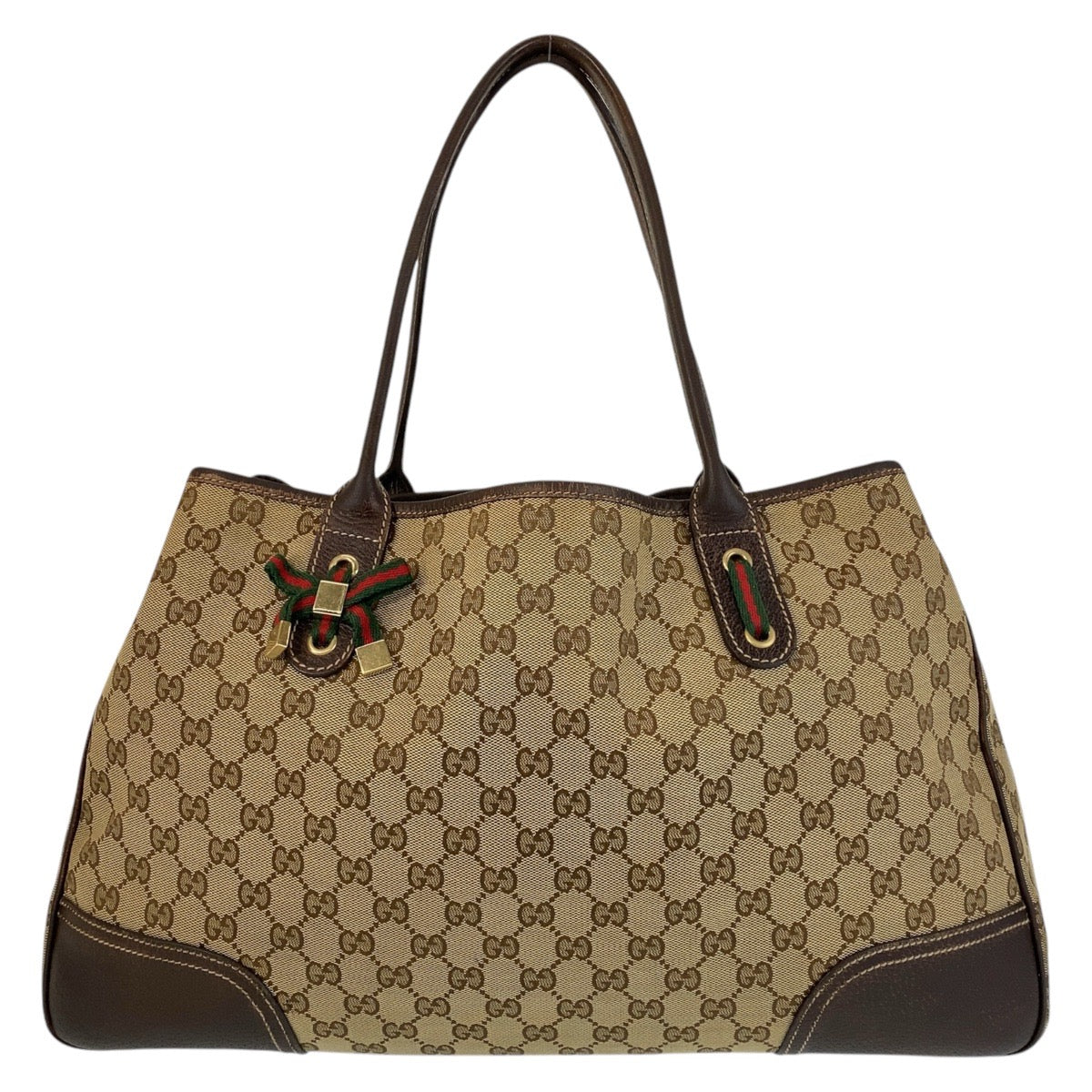 GUCCI Tote Bag 161719 GG canvas, leather Beige Brown Gold Metal Tote Bag Shoulder Bag Sherry Line Princess Women Used