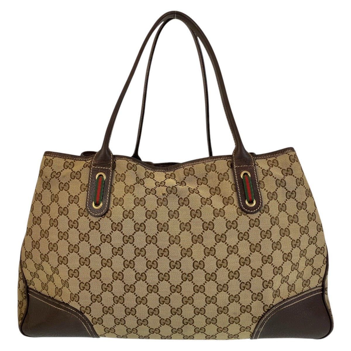 GUCCI Tote Bag 161719 GG canvas, leather Beige Brown Gold Metal Tote Bag Shoulder Bag Sherry Line Princess Women Used