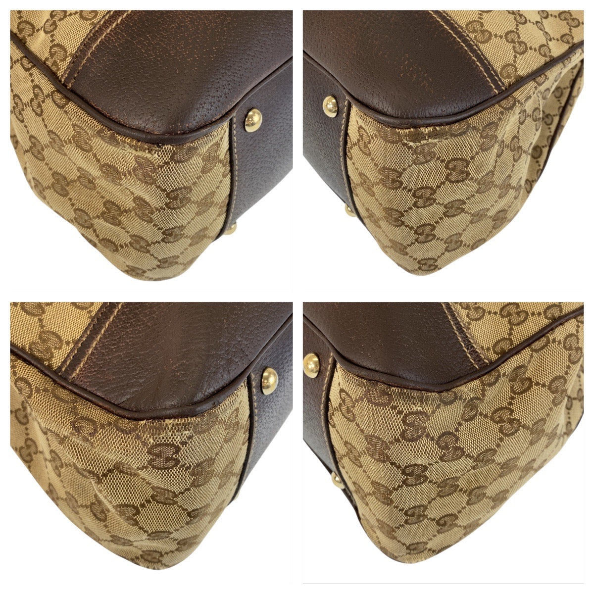 GUCCI Tote Bag 161719 GG canvas, leather Beige Brown Gold Metal Tote Bag Shoulder Bag Sherry Line Princess Women Used