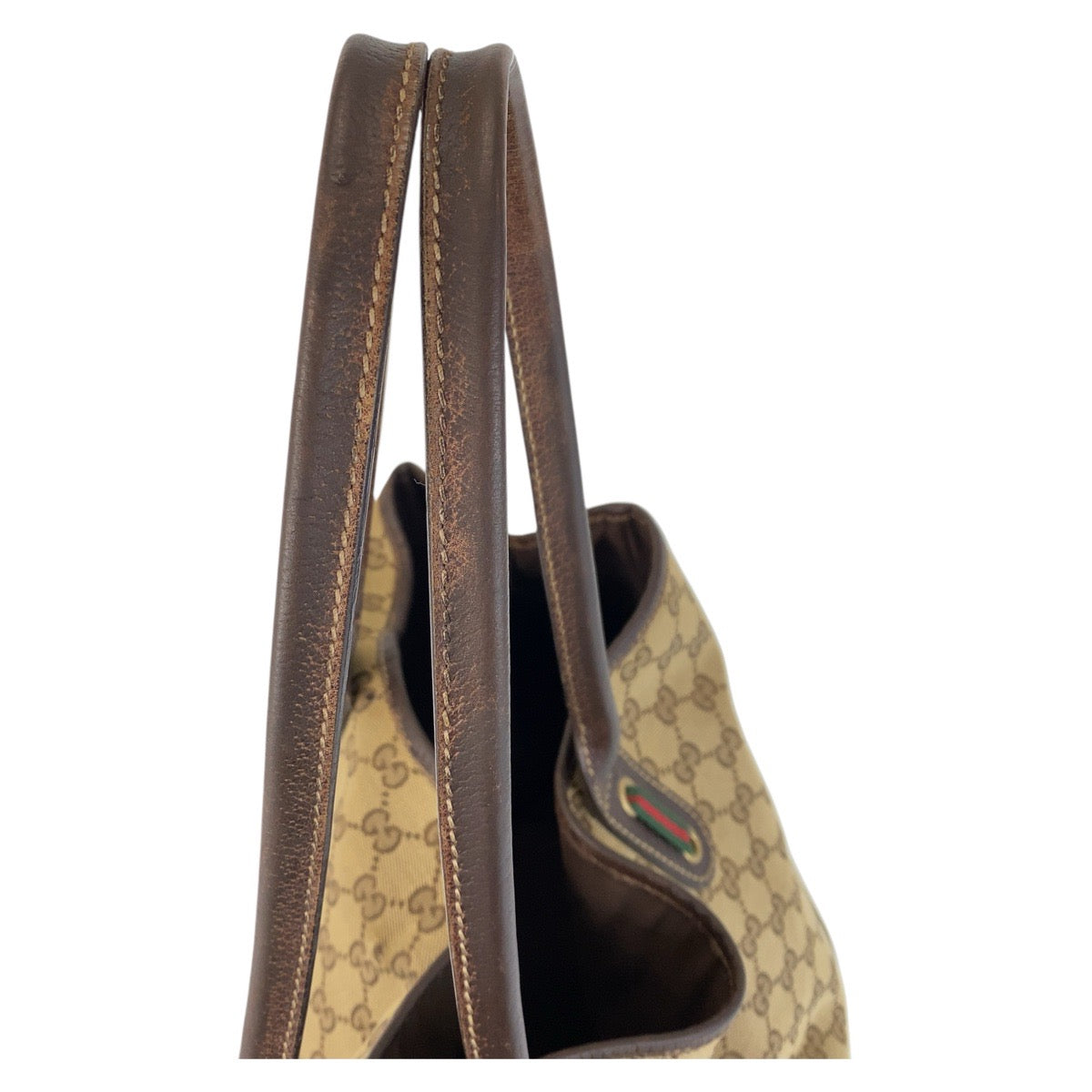 GUCCI Tote Bag 161719 GG canvas, leather Beige Brown Gold Metal Tote Bag Shoulder Bag Sherry Line Princess Women Used