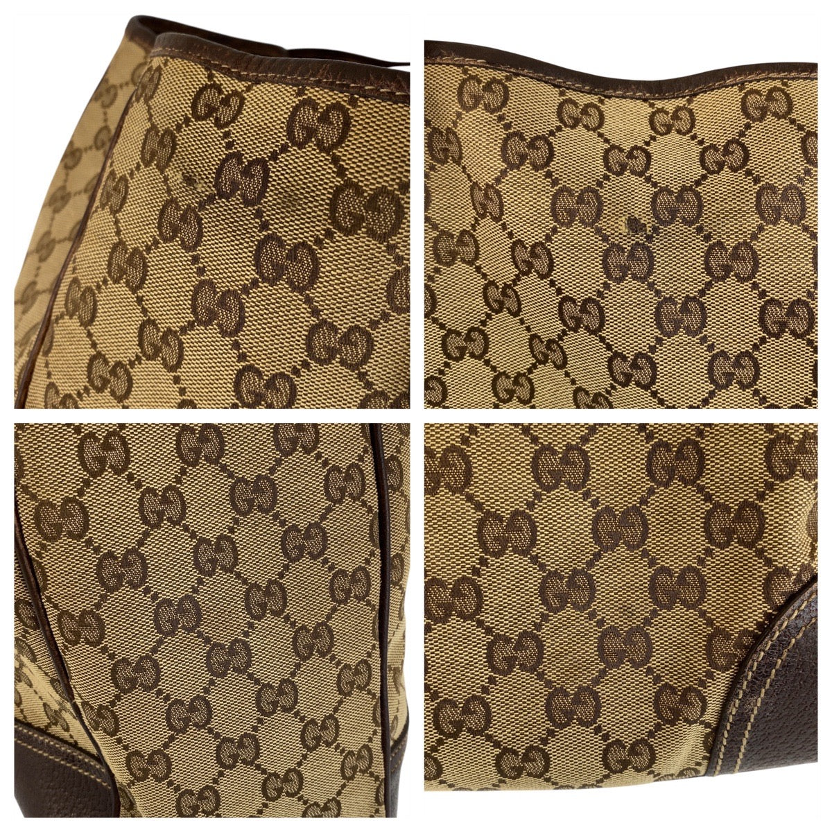 GUCCI Tote Bag 161719 GG canvas, leather Beige Brown Gold Metal Tote Bag Shoulder Bag Sherry Line Princess Women Used