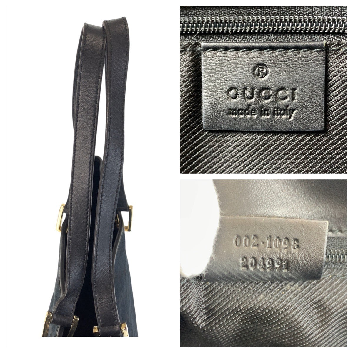 GUCCI Tote Bag 002 1098 GG canvas, leather Black GoldMetal Tote Bag Shoulder Bag Women Used