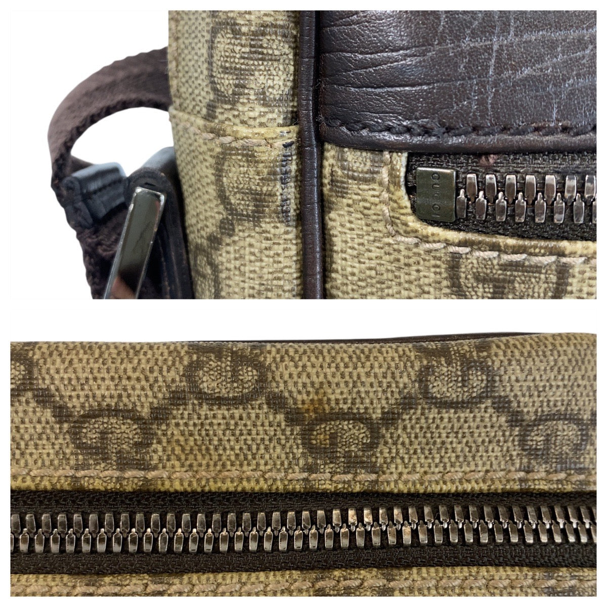 GUCCI Shoulder Bag 114291 GG Supreme canvas, leather Brown beige Crossbody Shoulder Bag Pochette Women Used