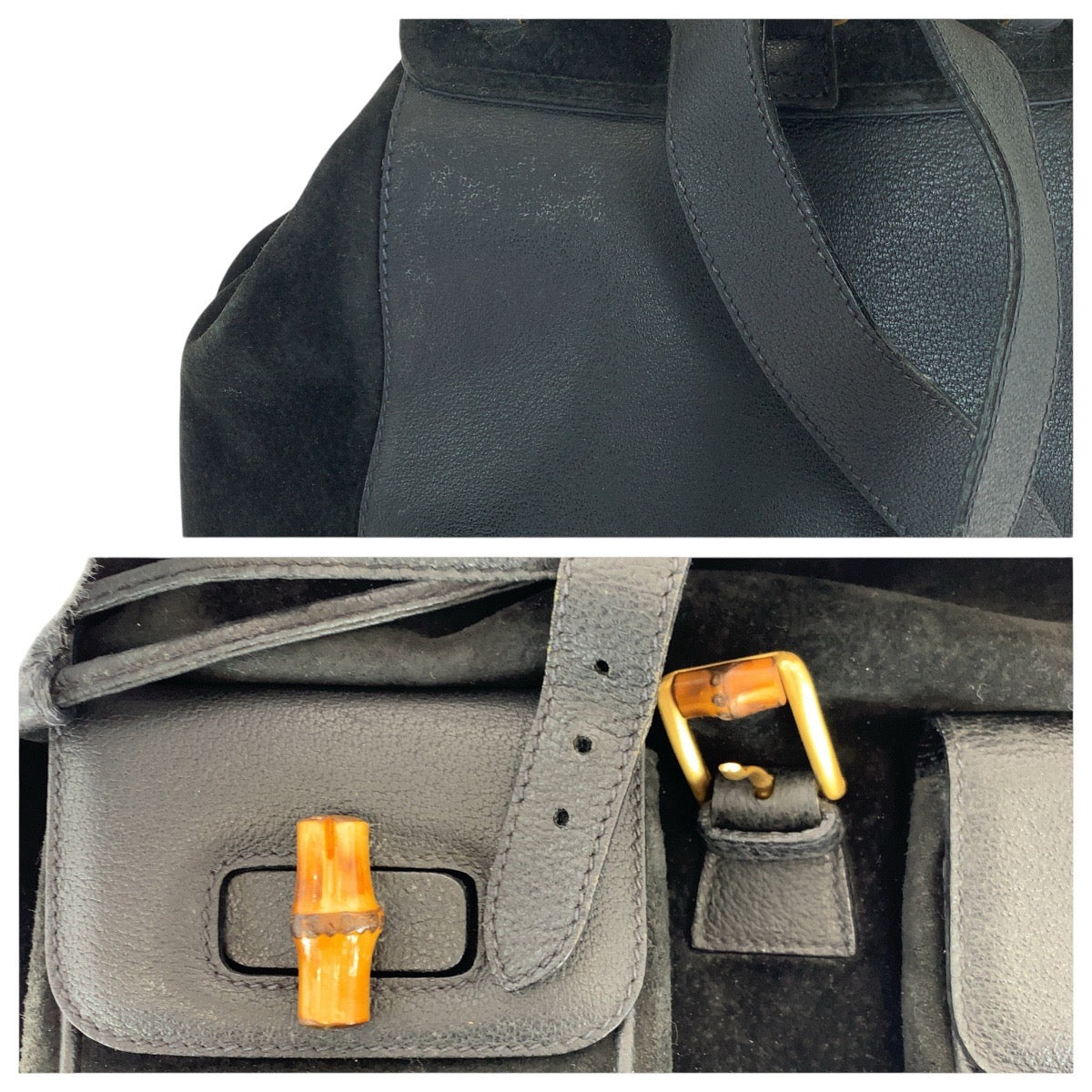 GUCCI Backpack 003 2058 0016 Suede, Leather black Backpacks & Daypacks Backpacks Bamboo Women Used