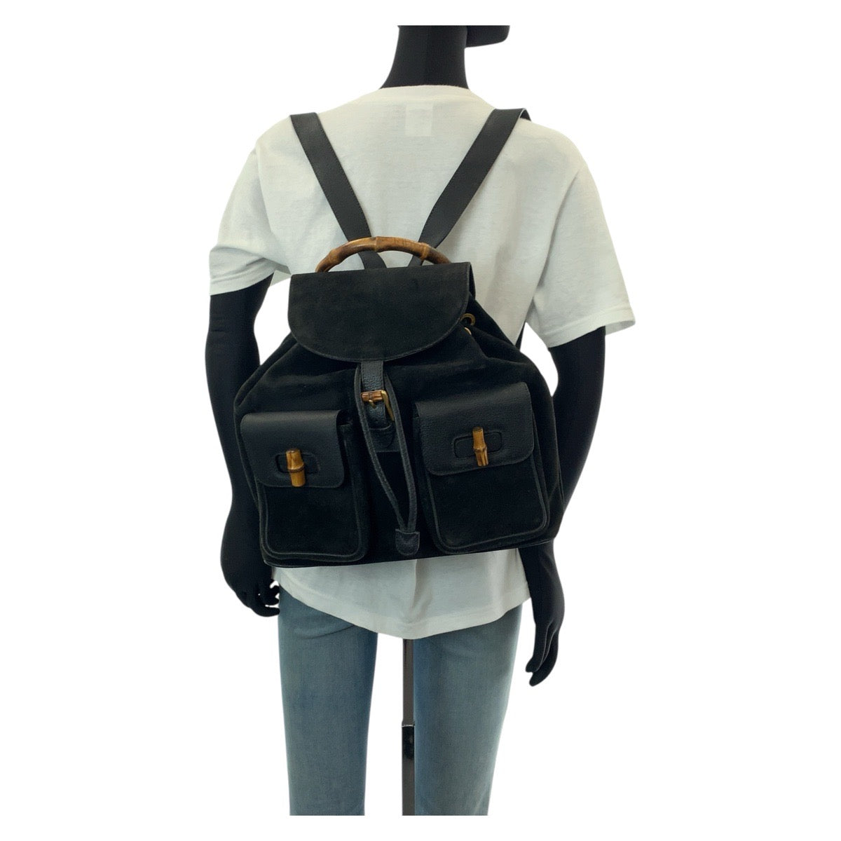 GUCCI Backpack 003 2058 0016 Suede, Leather black Backpacks & Daypacks Backpacks Bamboo Women Used