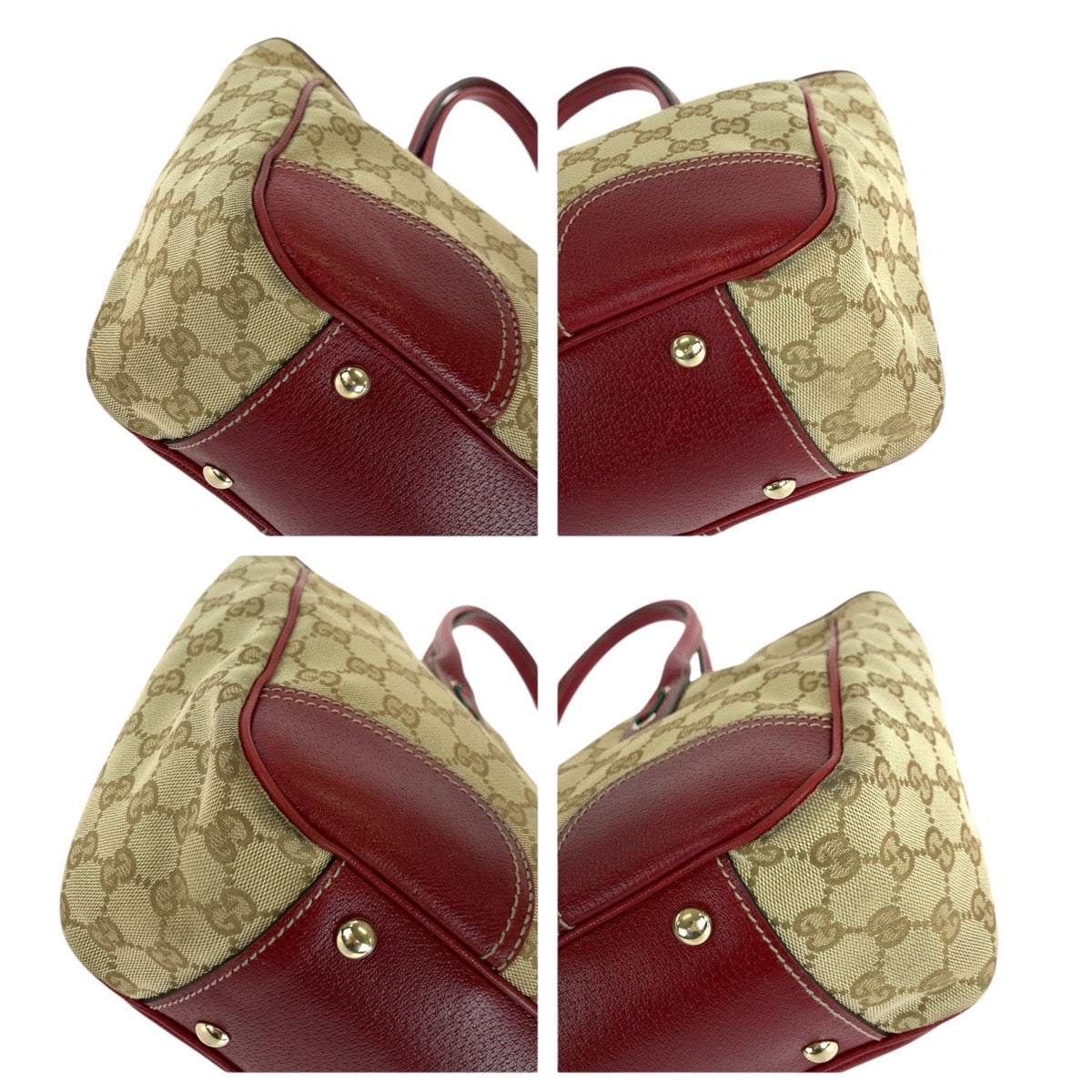 GUCCI Tote Bag 163805 GG canvas, leather Beige Red Gold Metal Tote Bag Shoulder Bag Sherry Line Princess Women Used