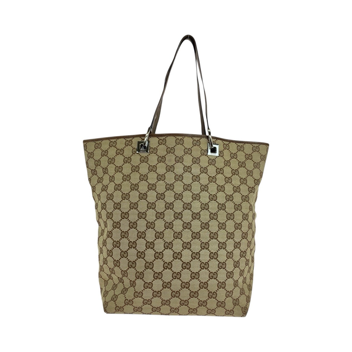 GUCCI Tote Bag 31243 GG canvas, leather Beige brown Tote Bag Shoulder Bag Women Used