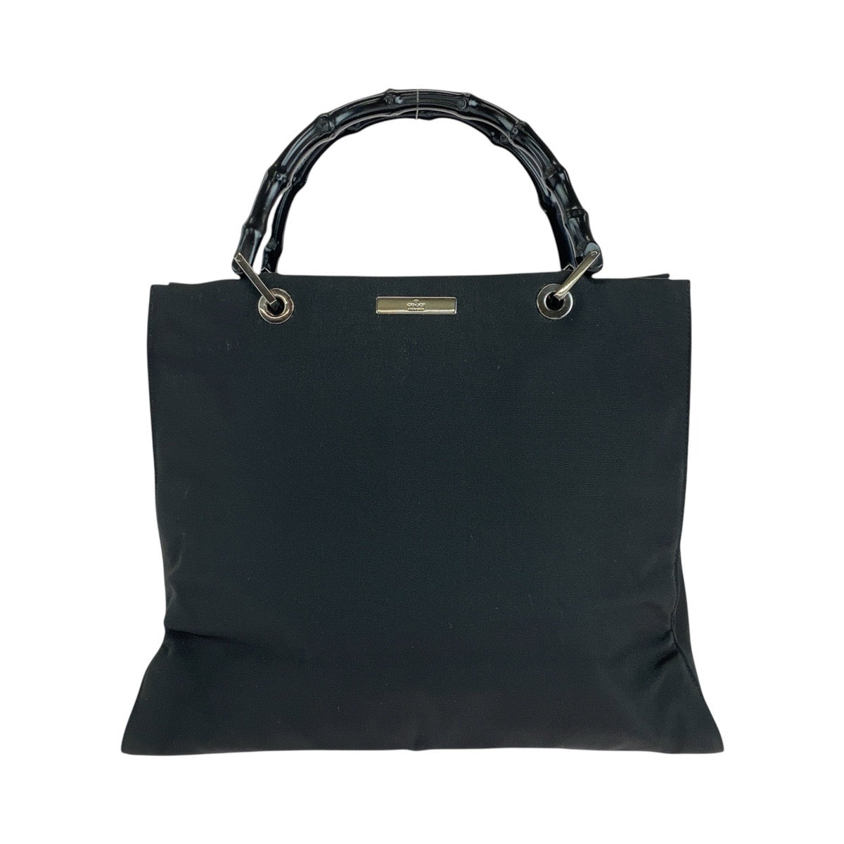 GUCCI Tote Bag 002 1010 Nylon, Bamboo Black SilverMetal Tote Bag Shoulder Bag Bamboo Women Used