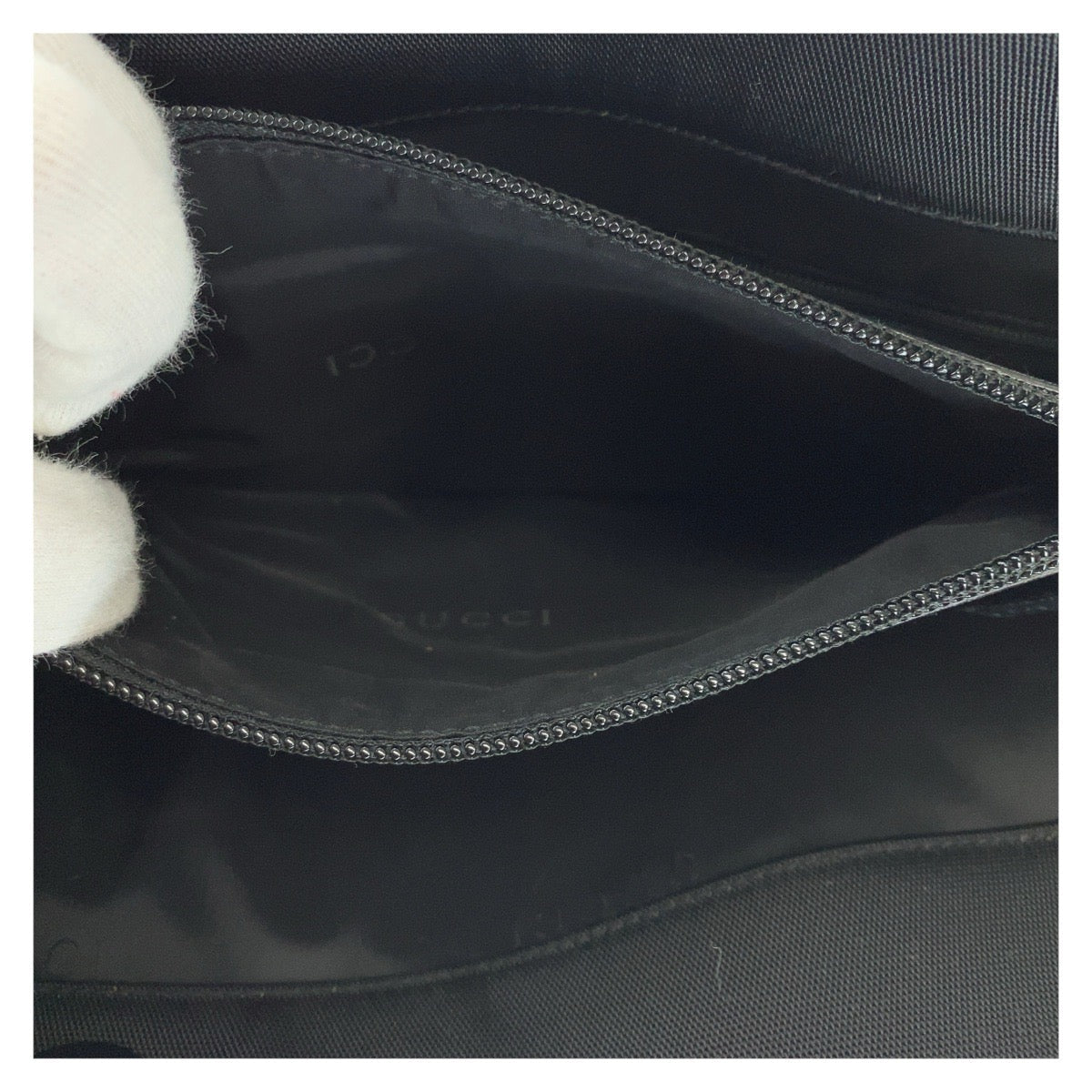 GUCCI Tote Bag 002 1010 Nylon, Bamboo Black SilverMetal Tote Bag Shoulder Bag Bamboo Women Used