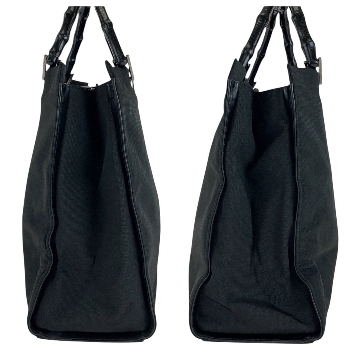 GUCCI Tote Bag 002 1010 Nylon, Bamboo Black SilverMetal Tote Bag Shoulder Bag Bamboo Women Used