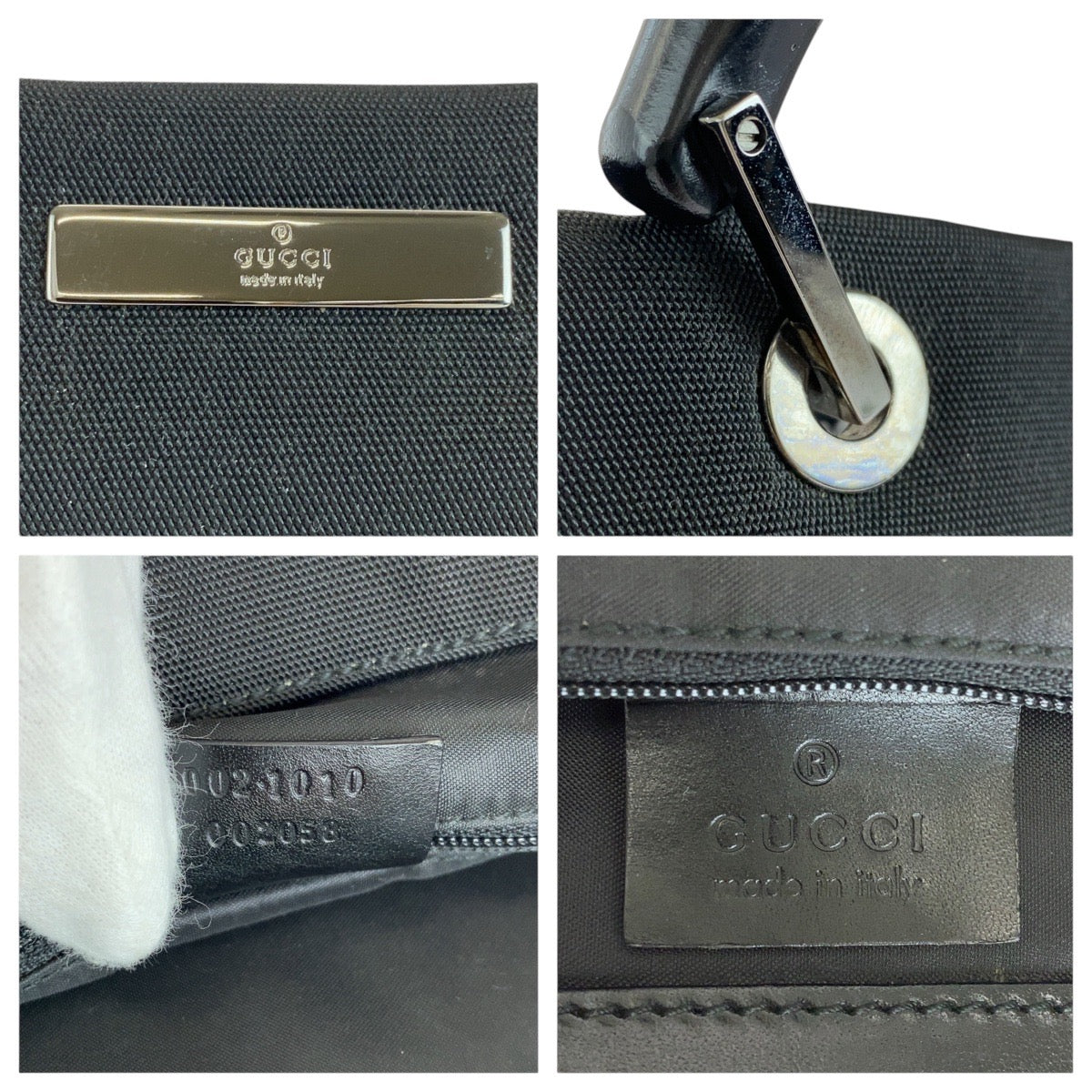 GUCCI Tote Bag 002 1010 Nylon, Bamboo Black SilverMetal Tote Bag Shoulder Bag Bamboo Women Used