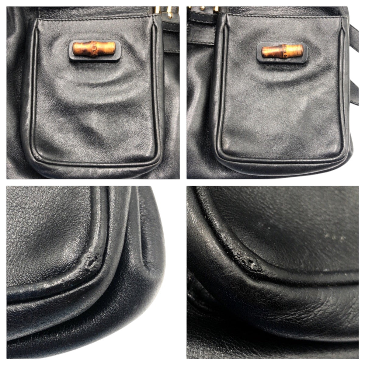 GUCCI Backpack 003 1998 0016 leather Black black Backpack Unisex Bamboo Women Used
