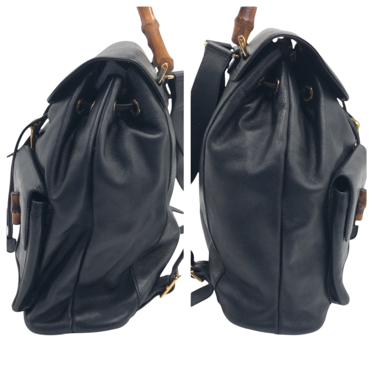 GUCCI Backpack 003 1998 0016 leather Black black Backpack Unisex Bamboo Women Used