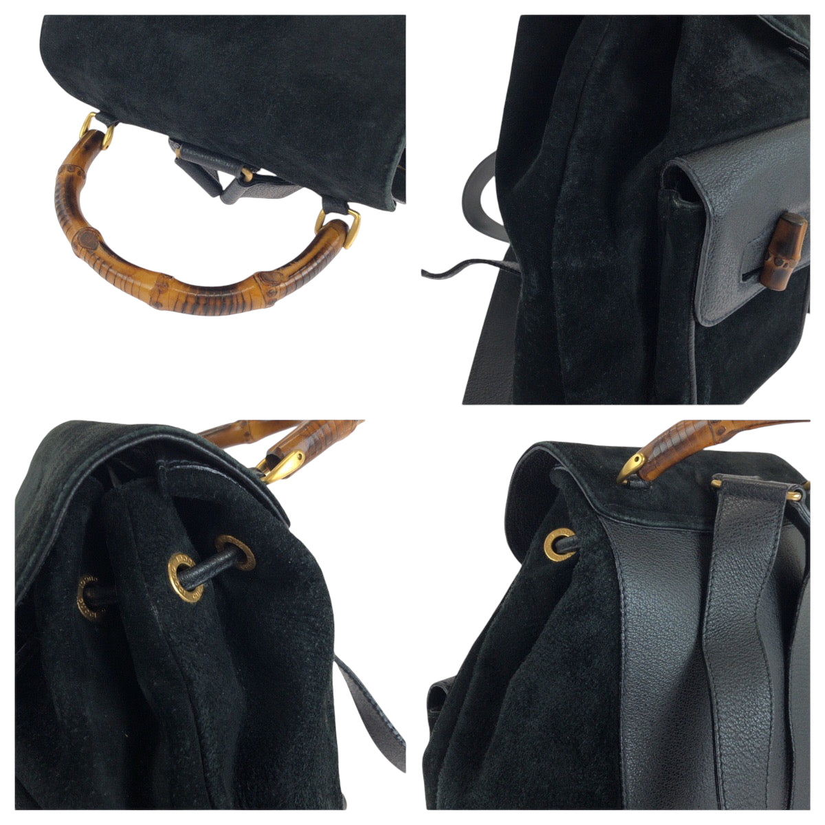 GUCCI Backpack 003 2058 Suede, Leather black Backpack Backpack Bamboo Women Used