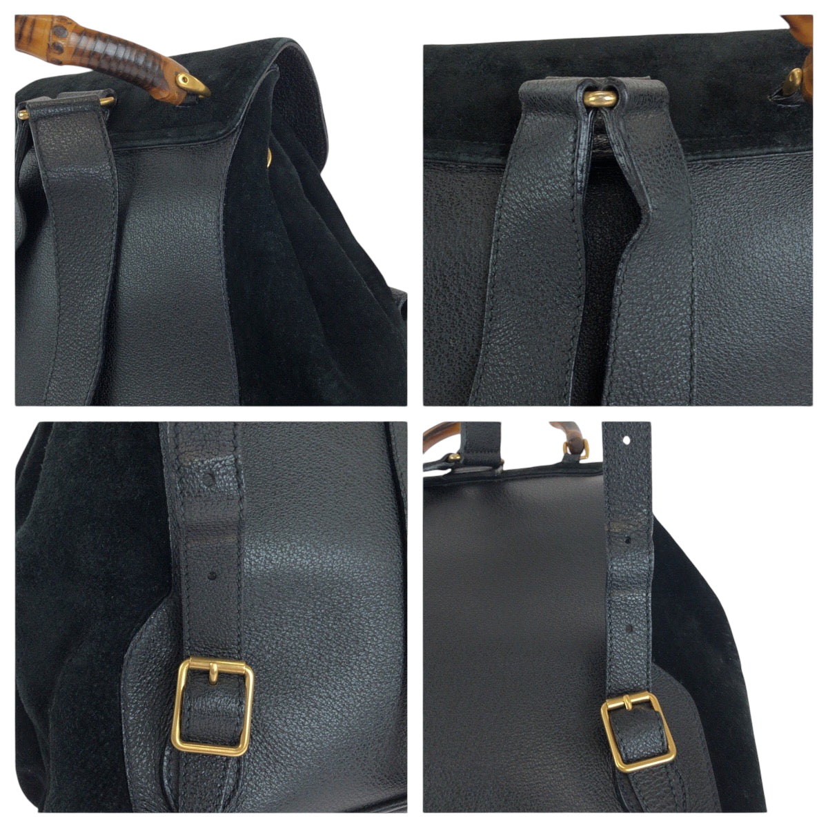 GUCCI Backpack 003 2058 Suede, Leather black Backpack Backpack Bamboo Women Used