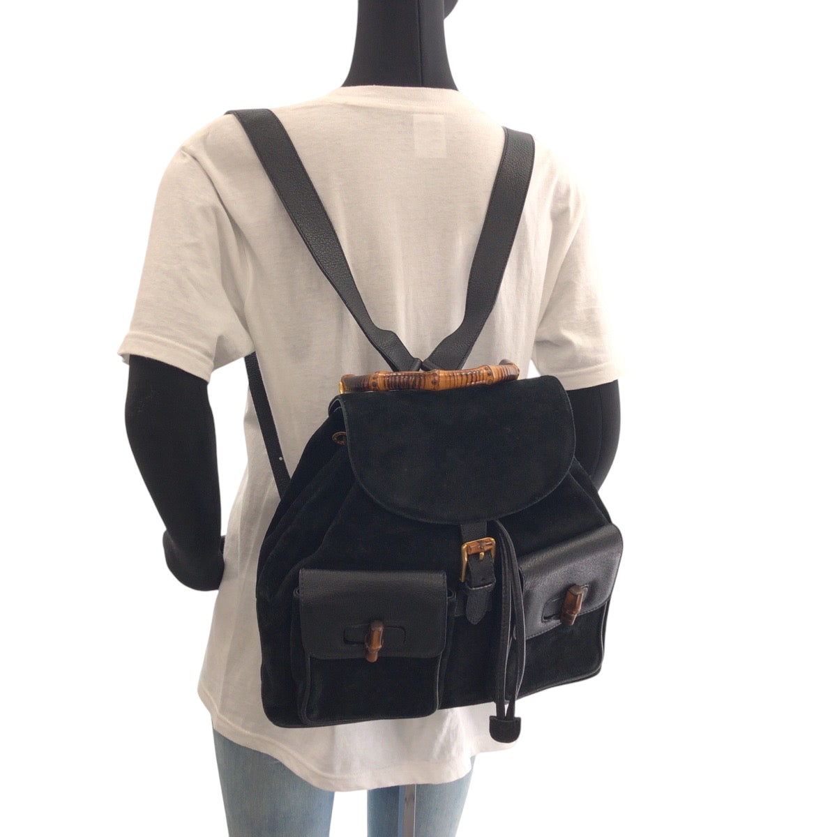 GUCCI Backpack 003 2058 Suede, Leather black Backpack Backpack Bamboo Women Used