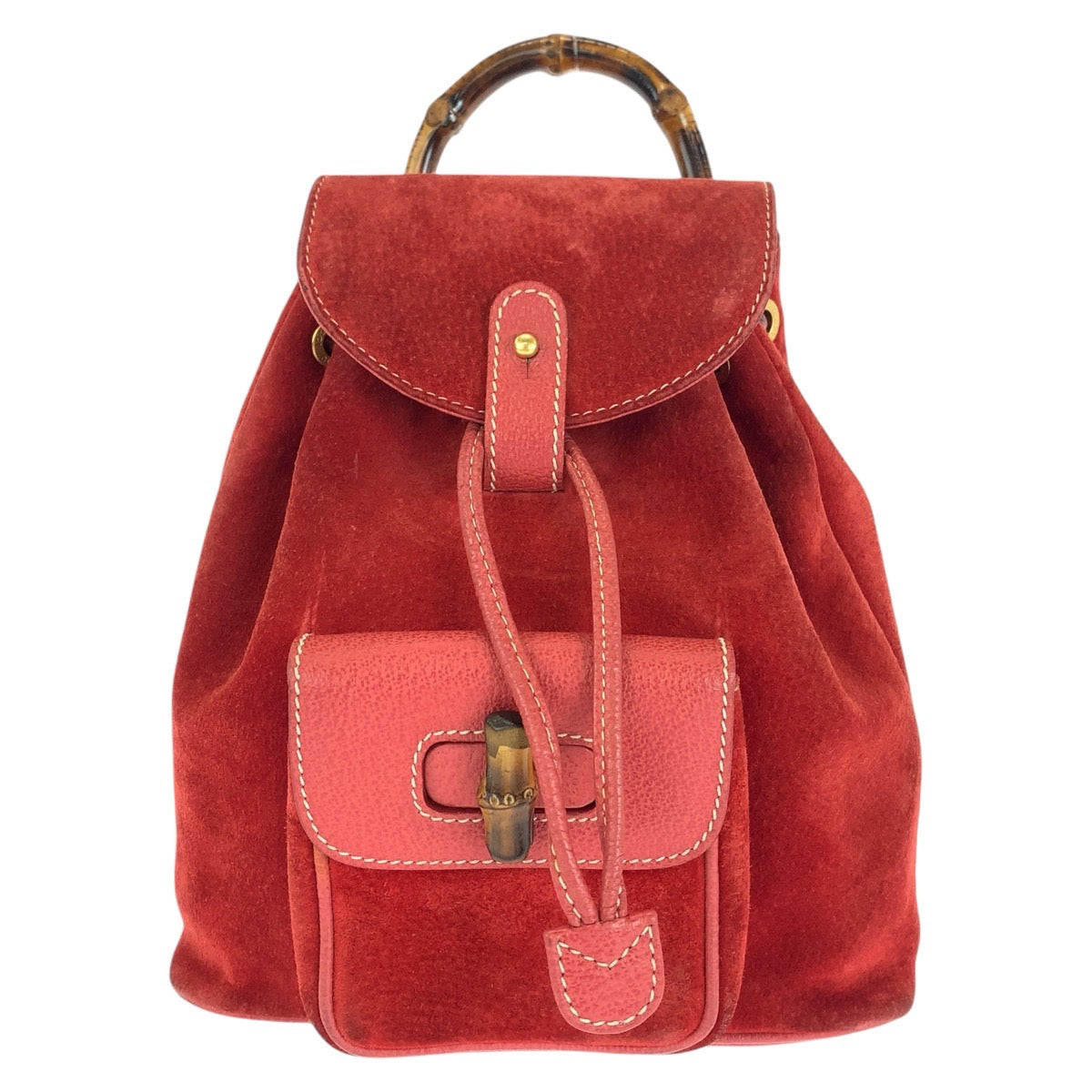 GUCCI Backpack 003 1956 0030 Suede, Leather Red Backpacks & Daypacks Backpacks Bamboo Women Used