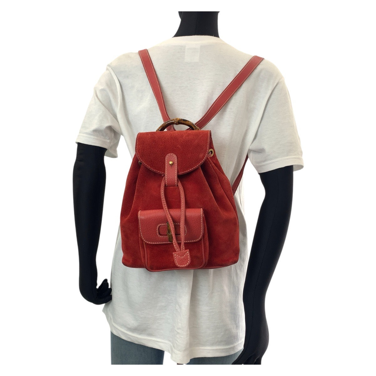 GUCCI Backpack 003 1956 0030 Suede, Leather Red Backpacks & Daypacks Backpacks Bamboo Women Used