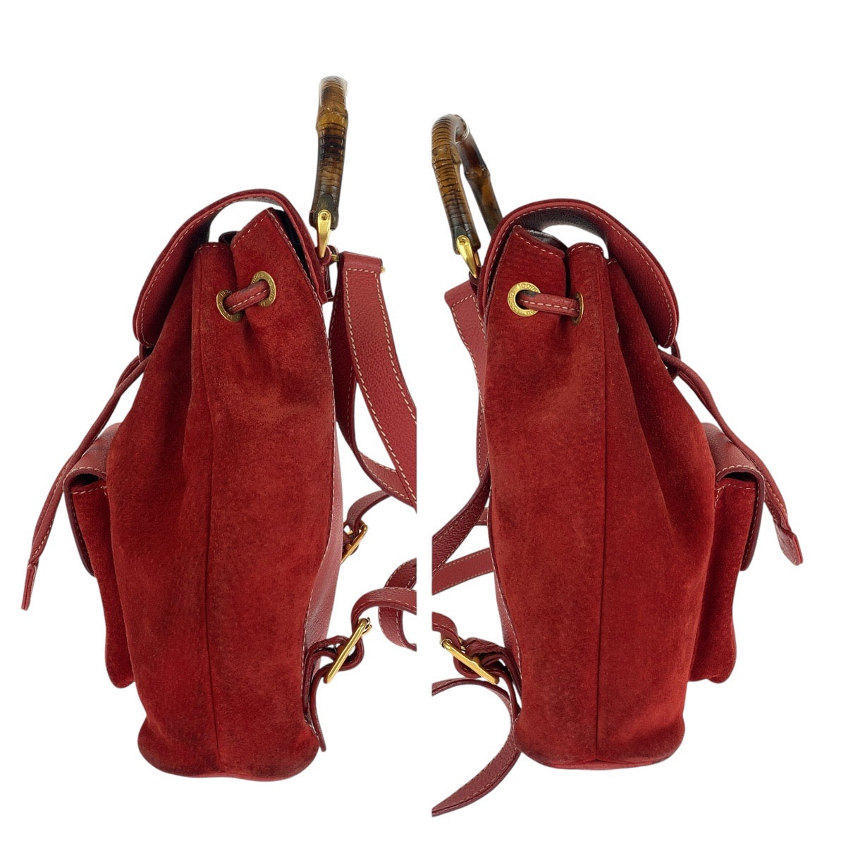 GUCCI Backpack 003 1956 0030 Suede, Leather Red Backpacks & Daypacks Backpacks Bamboo Women Used