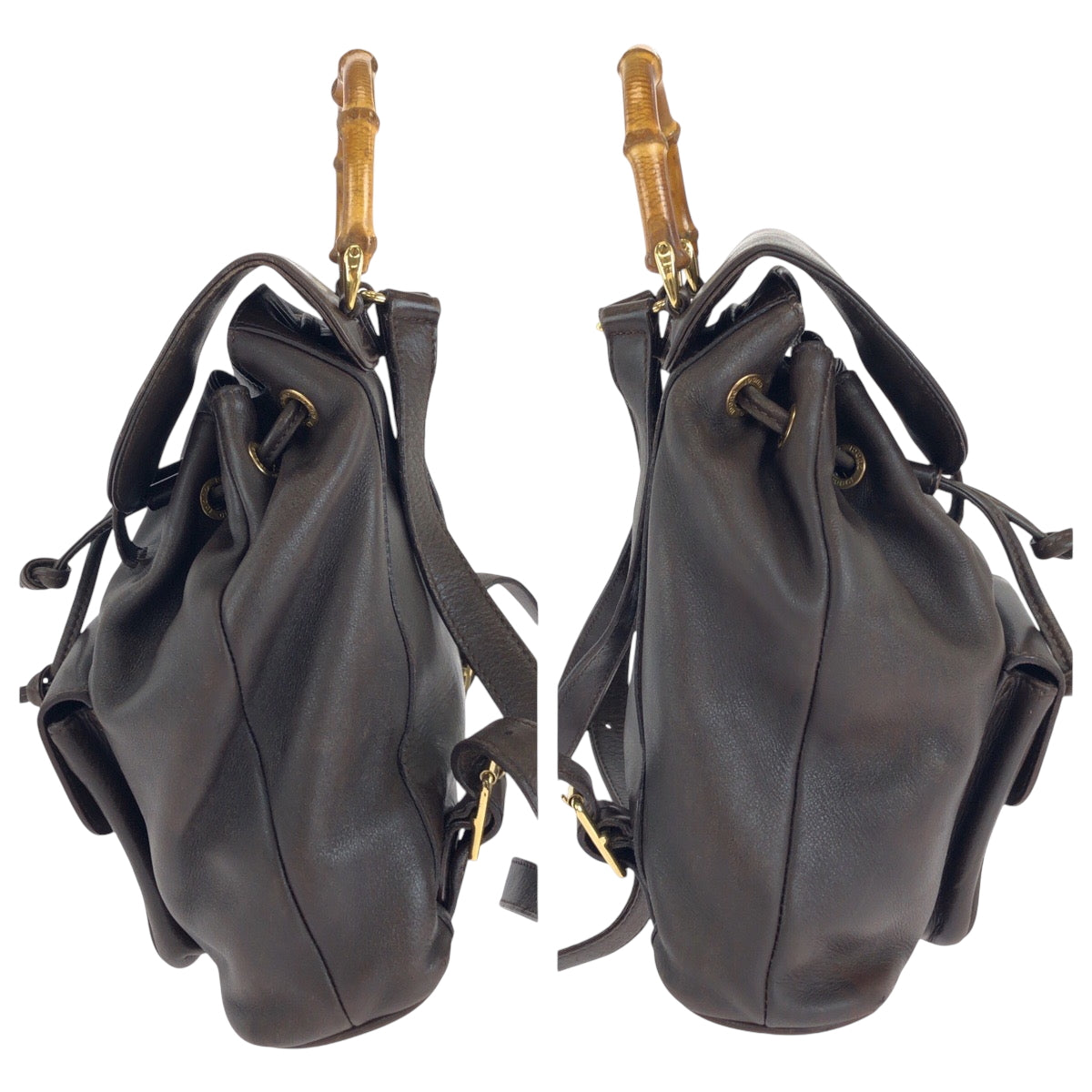 GUCCI Backpack 003 2852 leather Dark brown brown Backpack Backpack Bamboo Women Used
