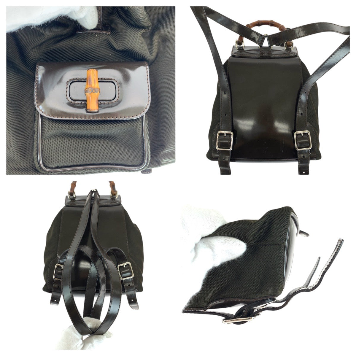 GUCCI Backpack 003 1998 0030 Canvas, enamel Brown Backpacks & Daypacks Backpacks Bamboo Women Used