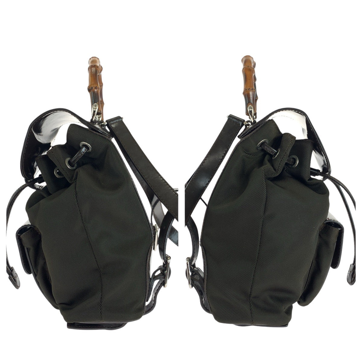 GUCCI Backpack 003 1998 0030 Canvas, enamel Brown Backpacks & Daypacks Backpacks Bamboo Women Used