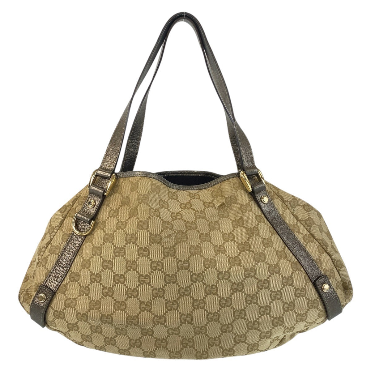 GUCCI Tote Bag 130736 GG canvas, leather Beige Gold Metal Tote Bag Shoulder Bag Abbey Women Used