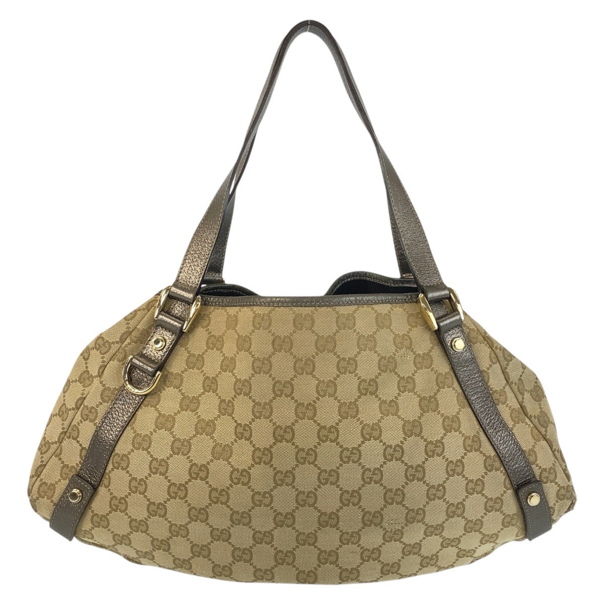 GUCCI Tote Bag 130736 GG canvas, leather Beige Gold Metal Tote Bag Shoulder Bag Abbey Women Used