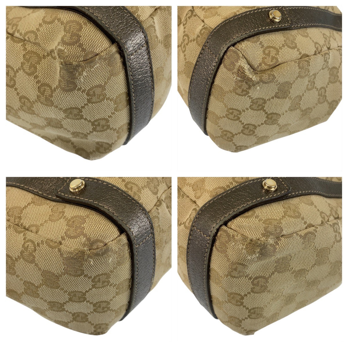 GUCCI Tote Bag 130736 GG canvas, leather Beige Gold Metal Tote Bag Shoulder Bag Abbey Women Used