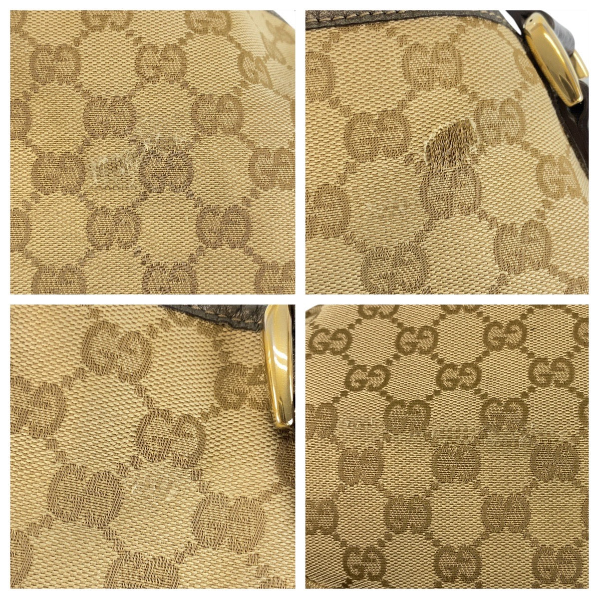 GUCCI Tote Bag 130736 GG canvas, leather Beige Gold Metal Tote Bag Shoulder Bag Abbey Women Used