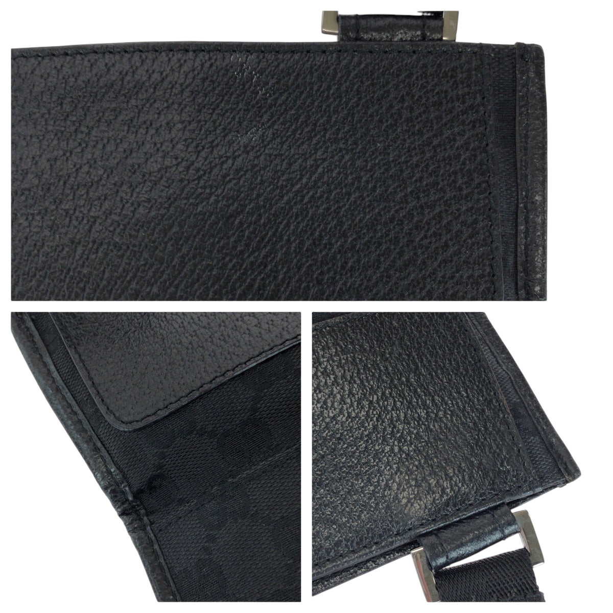 GUCCI Shoulder Bag 27639 GG canvas Black SilverMetal Shoulder Bag pochette mens Used