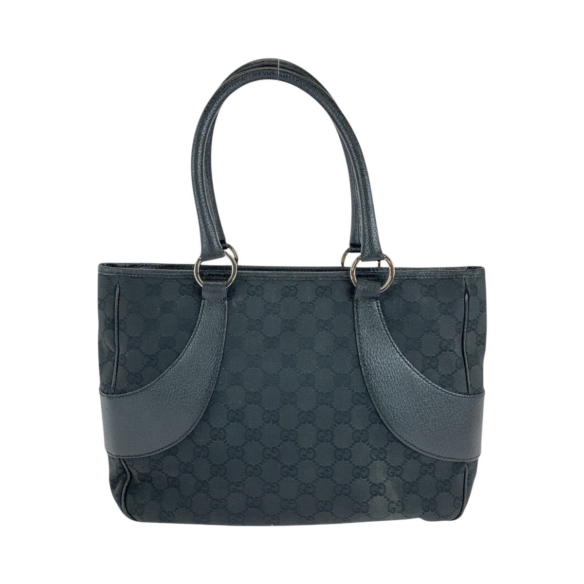 GUCCI Tote Bag 113011 GG canvas, leather Black black Tote Bag Shoulder Bag Women Used