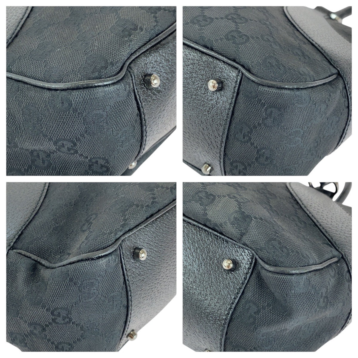 GUCCI Tote Bag 113011 GG canvas, leather Black black Tote Bag Shoulder Bag Women Used