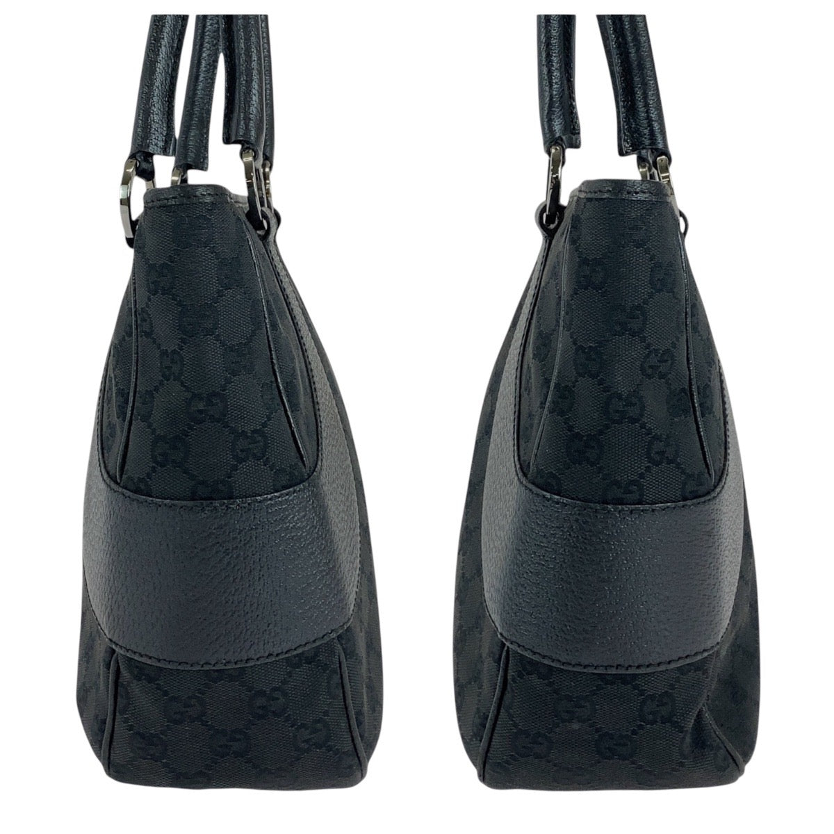 GUCCI Tote Bag 113011 GG canvas, leather Black black Tote Bag Shoulder Bag Women Used