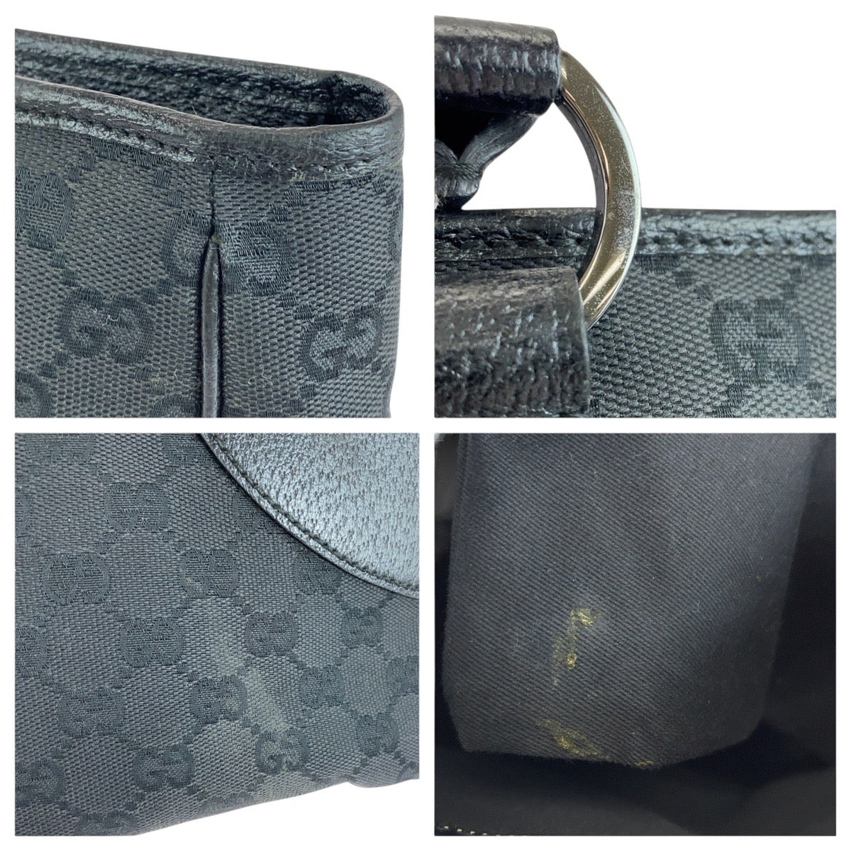 GUCCI Tote Bag 113011 GG canvas, leather Black black Tote Bag Shoulder Bag Women Used