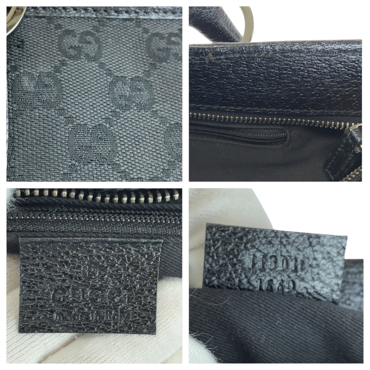 GUCCI Tote Bag 113011 GG canvas, leather Black black Tote Bag Shoulder Bag Women Used