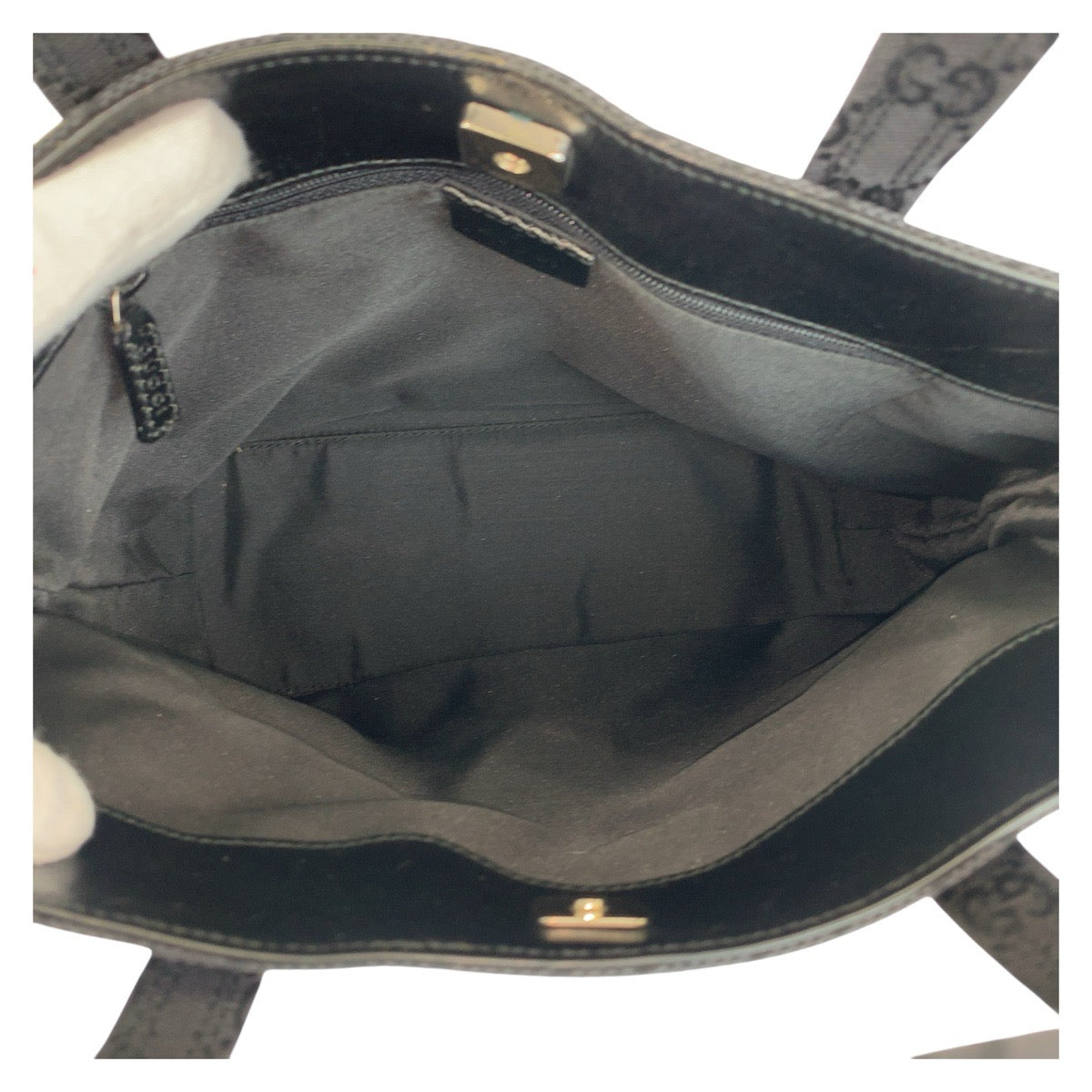 GUCCI Tote Bag 002 1080 GG canvas, leather Black black Tote Bag handbag Women Used