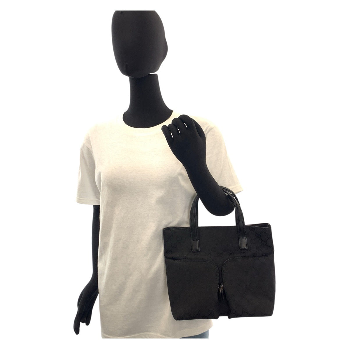 GUCCI Tote Bag 002 1080 GG canvas, leather Black black Tote Bag handbag Women Used