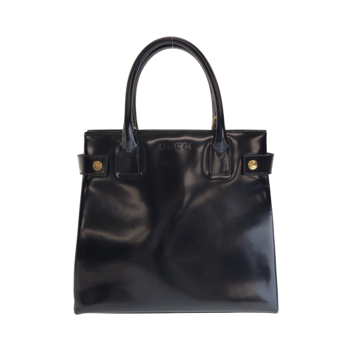 GUCCI Tote Bag 000 1669 0503 enamel Black GoldMetal Tote Bag handbag Women Used