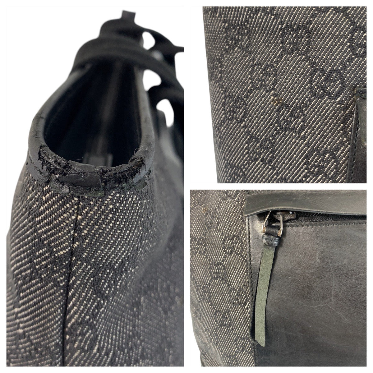 GUCCI Tote Bag 34339 GG canvas, leather Black black Tote Bag Shoulder Bag Women Used