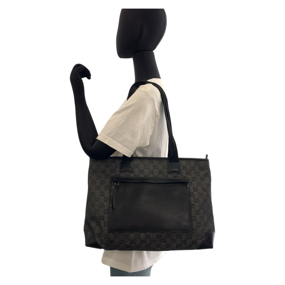 GUCCI Tote Bag 34339 GG canvas, leather Black black Tote Bag Shoulder Bag Women Used