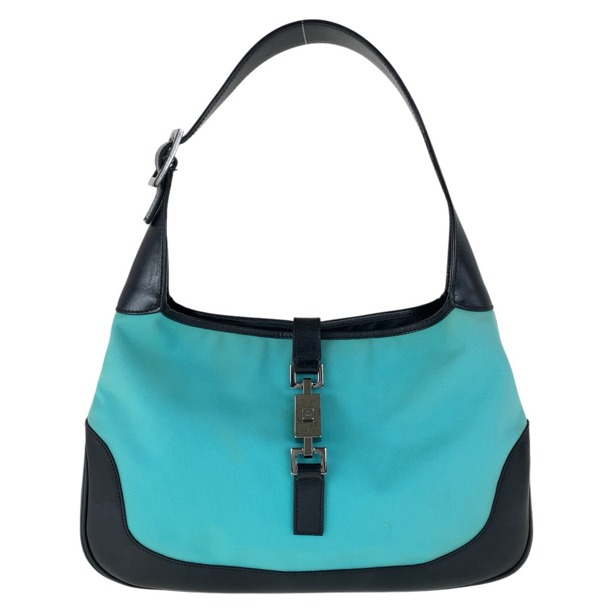 GUCCI Shoulder Bag 001 3306 Canvas, Leather Mint Green Black SilverMetal Jackie Hobo Women Used