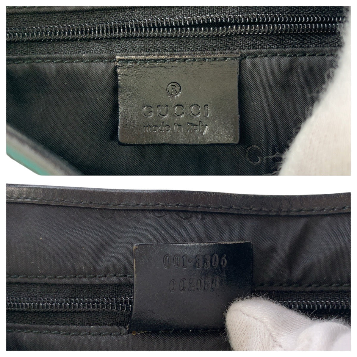 GUCCI Shoulder Bag 001 3306 Canvas, Leather Mint Green Black SilverMetal Jackie Hobo Women Used