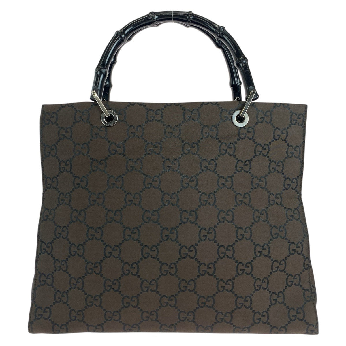 GUCCI Tote Bag 002 1010 GG canvas Brown Silver Metal Tote Bag handbag Bamboo Jumbo GG Women Used