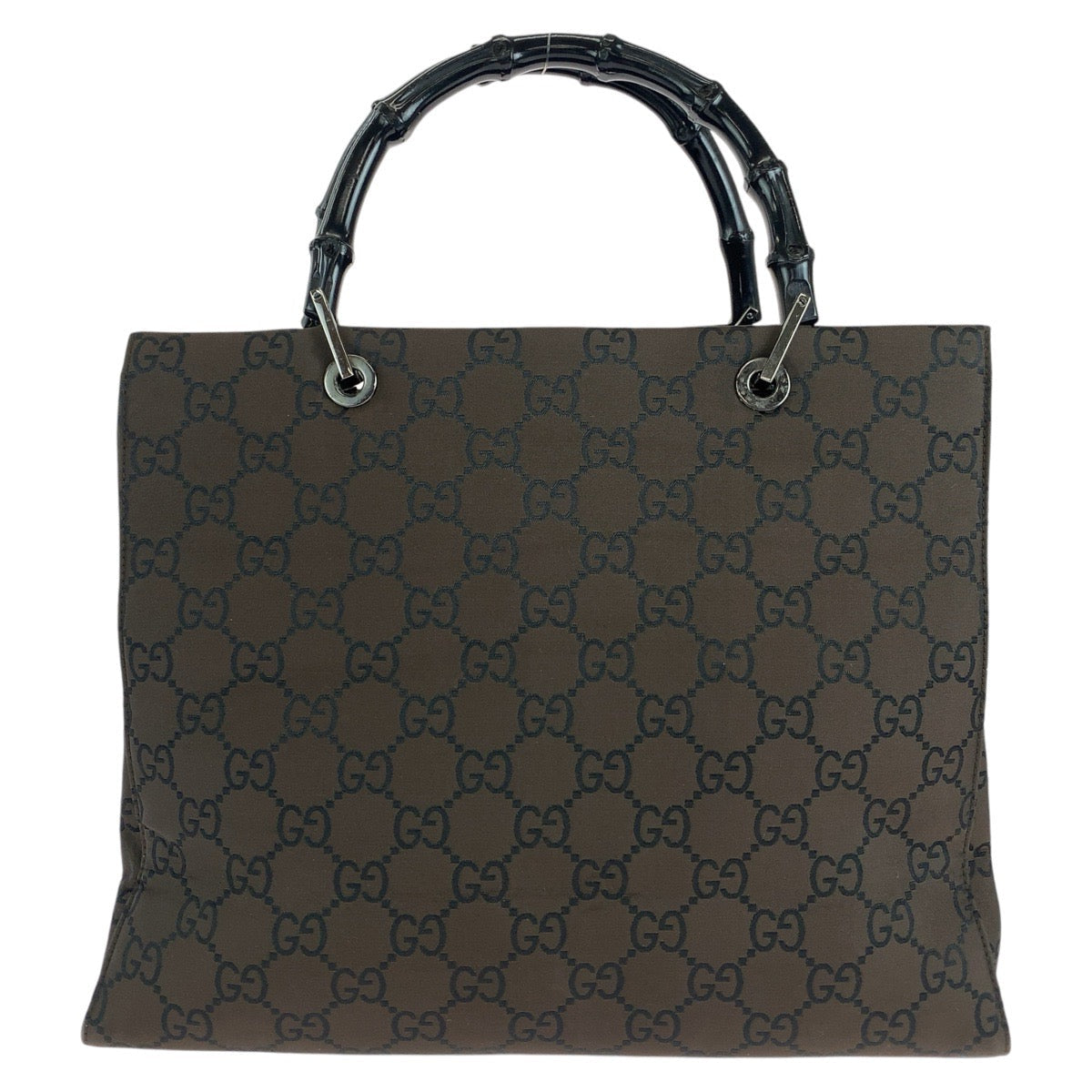 GUCCI Tote Bag 002 1010 GG canvas Brown Silver Metal Tote Bag handbag Bamboo Jumbo GG Women Used