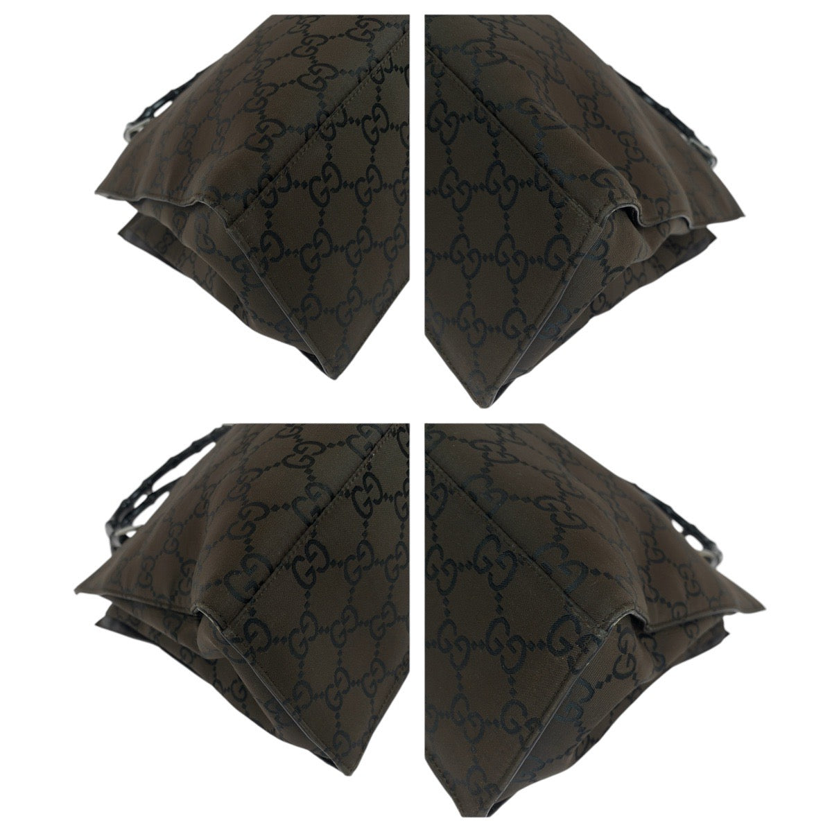 GUCCI Tote Bag 002 1010 GG canvas Brown Silver Metal Tote Bag handbag Bamboo Jumbo GG Women Used