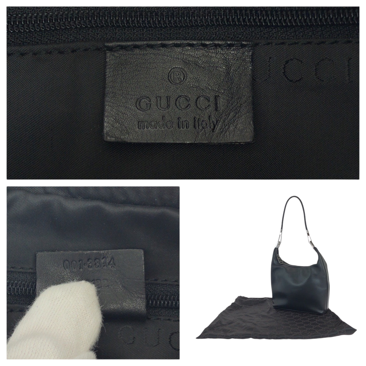 GUCCI Shoulder Bag 001 3814  002122 leather Black SilverMetal Hobo One Shoulder Bag Women Used