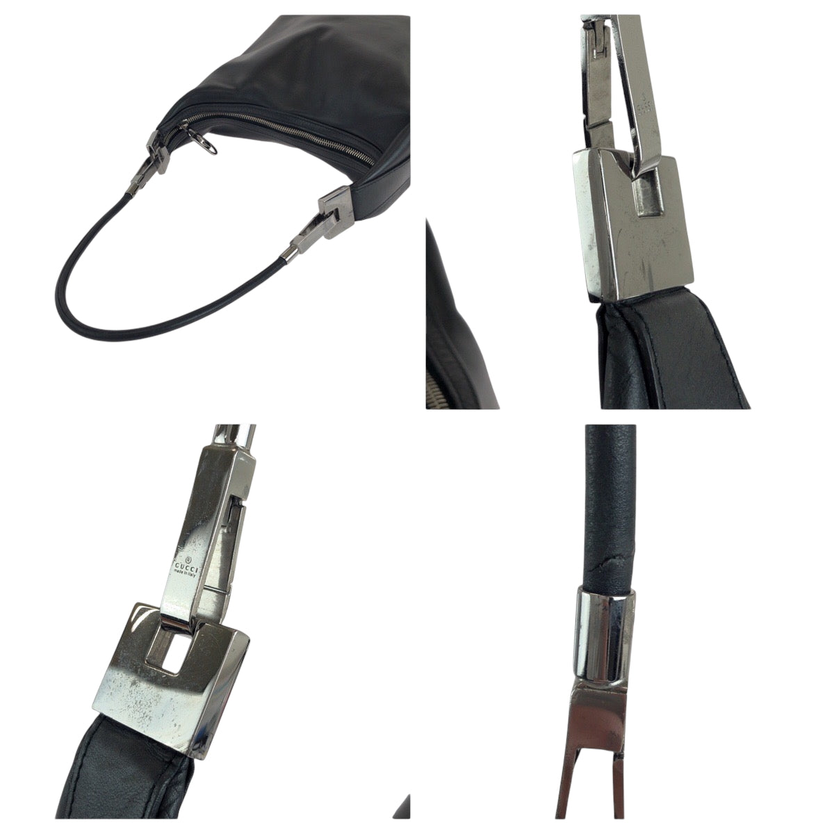 GUCCI Shoulder Bag 001 3814  002122 leather Black SilverMetal Hobo One Shoulder Bag Women Used