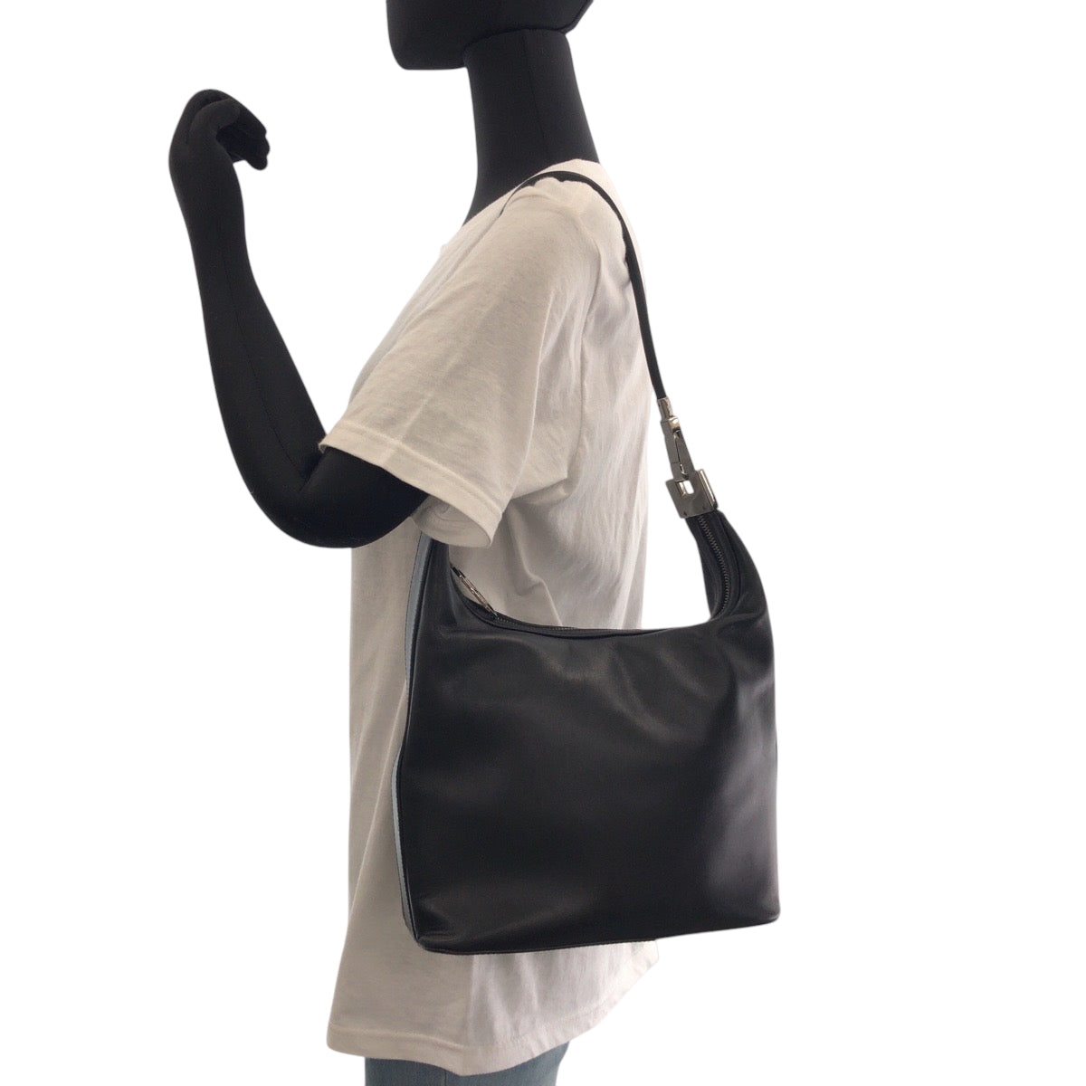 GUCCI Shoulder Bag 001 3814  002122 leather Black SilverMetal Hobo One Shoulder Bag Women Used